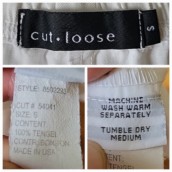 Cut Loose White Tencel Cropped Barrel Pants High Rise Pull On Beach Coastal - Picture 12 of 13